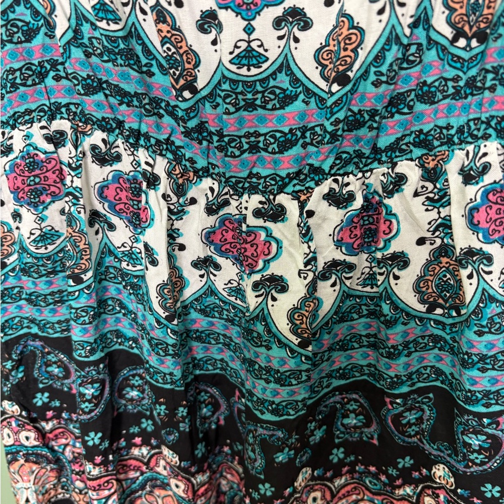 Bohemian Teal & Black Printed Jumpsuit - Picture 9 of 12